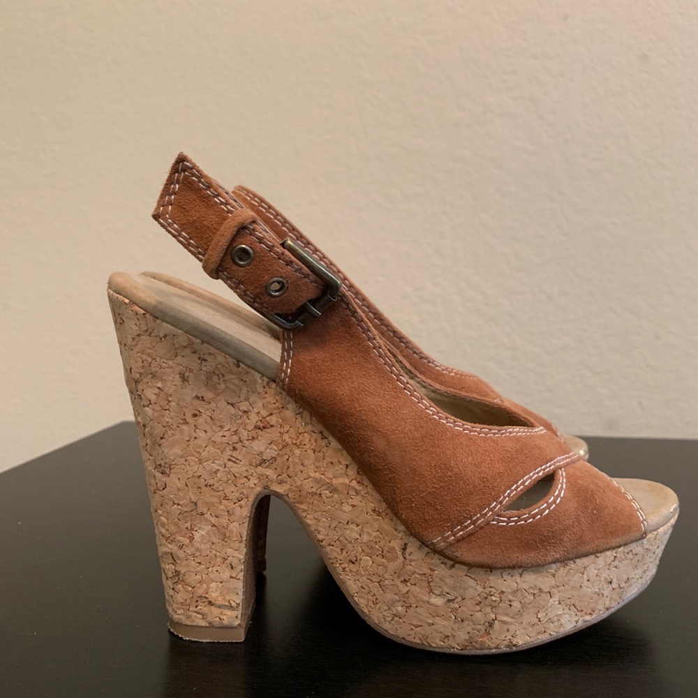 Brown Platform Block Heels